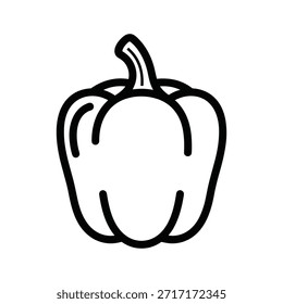 Icono de contorno de pimiento. Icono de Vector vegetal simple. Comida saludable. Pimiento morrón orgánico. Pimiento de campana de mercado para el concepto de mercado de alimentos.