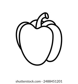 Bell Pepper Outline Icon, Vector illustration