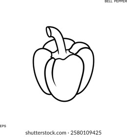 Bell Pepper outline. Isolated Bell Pepper  on white background