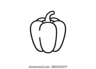 Bell Pepper Outline Vector Icon