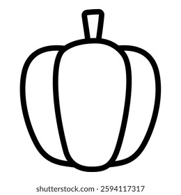 Bell pepper outlined icon isolated on white background. Fruit and vegetable vector illustrations.