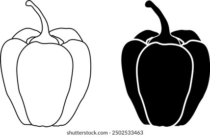 Bell pepper or paprika icon set