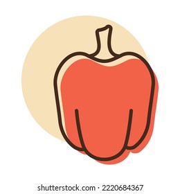 Bell Pepper or paprika isolated design vector icon. Vegetable sign. Graph symbol for food and drinks web site, apps design, mobile apps and print media, logo, UI