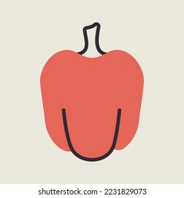 Bell Pepper or paprika isolated design vector icon. Vegetable sign. Graph symbol for food and drinks web site, apps design, mobile apps and print media, logo, UI