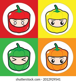 Bell Pepper Paprika Vegetable Mixed Colors Mask kind of colours which has a different expressions