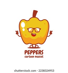 Bell pepper. Peppers. Cute vegetable vector character set isolated on white