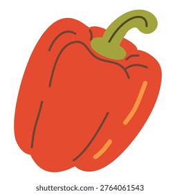 Bell pepper with red color in flat style for healthy food illustration