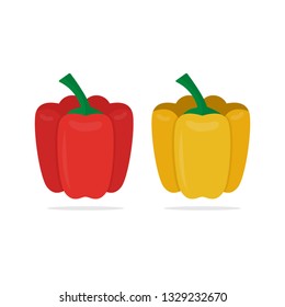 Bell pepper. Red and yellow bell pepper. Flat style
