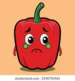 A bell pepper with sad expression. Bell Pepper, Vegetable, Agriculture, Expression, Kawaii, plant, Food, natural, funny, Fruit