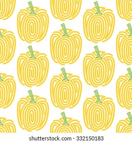 Bell pepper. Seamless pattern with spiral peppers. Vector vegetable illustration - swatch inside