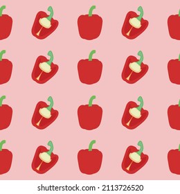 Bell Pepper Seamless Pattern Trendy Flat Style Suitable for Wallpaper, Background, Fabric, Gift Wrapping, Texture, Textile