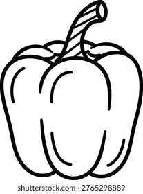 Bell Pepper Side View – Bulbous Asymmetrical Line Art