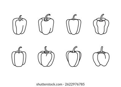 Ilustración de línea simple de pimiento de campana
