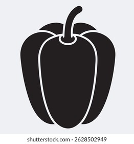 bell pepper with stem silhouette vector art illustration