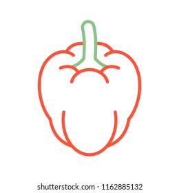 Bell pepper stylized linear icon. Red and green colors.