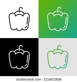 Bell pepper thin line icon. Healthy vegan food. Vector illustration.