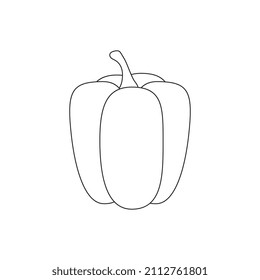 Glockenpfeffer, Vektorgrafik-Cartoon einzeln auf weißem Hintergrund. Cute Glocke Pfeffer, Vektorgrafik-Farbseite.