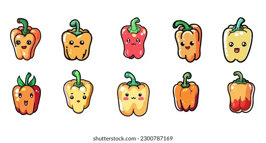 Bell pepper vector set collection graphic clipart design