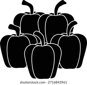 Bell Pepper vegetable glyph black illustration