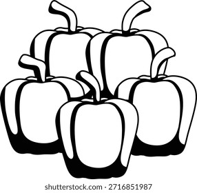Bell Pepper vegetable mono shadow illustration