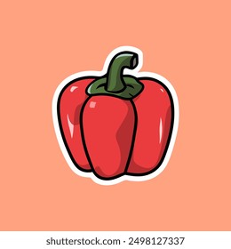 Bell Pepper Vegetables Sticker vector illustration. Pepper Icon sticker on Food nature icon concept