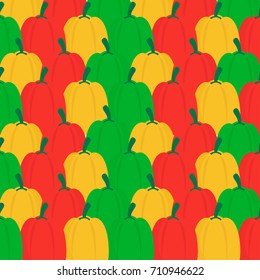 bell pepper. Yellow, red and green pepper. Vector illustration.