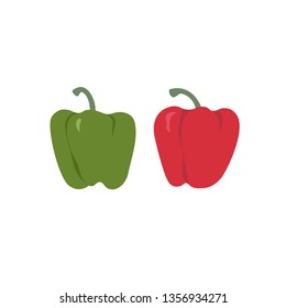  Bell peppers collection. Set of red and green sweet paprika on a white background vector design illustration isolated on white