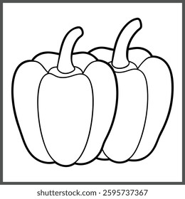 Bell Peppers Coloring Page Printable Vegetable Line Art