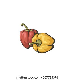 Bell peppers, also know as sweet pepper or paprika on white background.