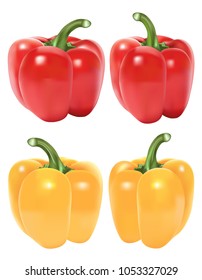 Bell peppers set isolated on white background. vector realistric illustration. 3D model.