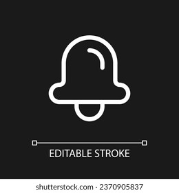 Icono de ui lineal blanco perfecto para píxel brillante para el tema oscuro. Aviso desde la aplicación. Mensaje de información. Pictograma de la línea del vector. Símbolo de interfaz de usuario aislado para el modo nocturno. Trazo editable. Fuente de Poppins utilizada