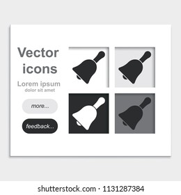 Bell placed on web page template flat vector icon.