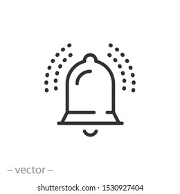 bell push icon, ring alarm, thin line web symbols on white background - editable stroke vector illustration eps 10