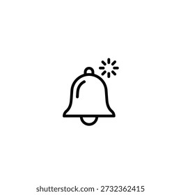 Bell with radiating lines icon. Notification and alert symbol. Graphic design element.
