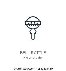 Bell rattle icon. Thin linear bell rattle outline icon isolated on white background from kid and baby collection. Line vector sign, symbol for web and mobile