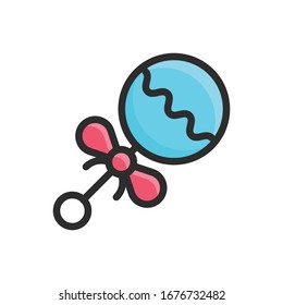 Bell Rattle vector filled color outline icon. 