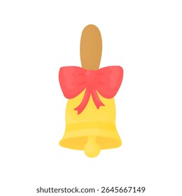 Bell with red bow. Back to school concept. September 1st holiday.