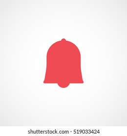 Bell Red Flat Icon On White Background