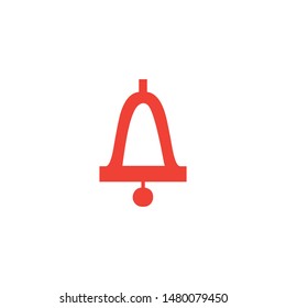 Bell Red Icon On White Background. Red Flat Style Vector Illustration.
