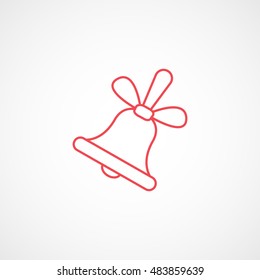 Bell Red Line Icon On White Background