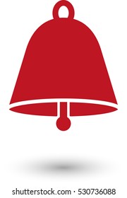 Bell - red vector  icon with shadow