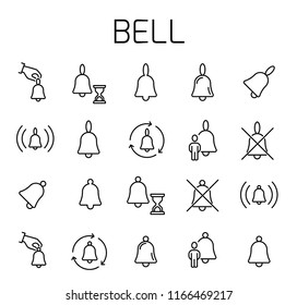 Bell related vector icon set. Well-crafted sign in thin line style with editable stroke. Vector symbols isolated on a white background. Simple pictograms.