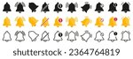 Bell reminder notification icon collection. Set of notification bell icon	in different style. Notification app interface for chatting and messaging