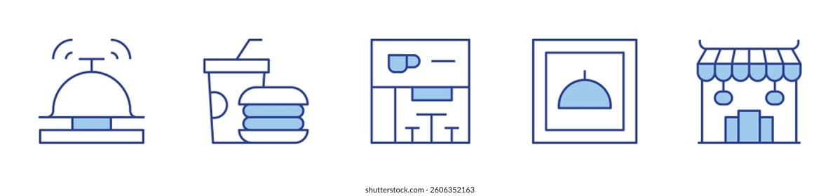 bell, restaurant, asian restaurant, fast food. Restaurant Icon vector illustration. Line Duotone style. Editable stroke.