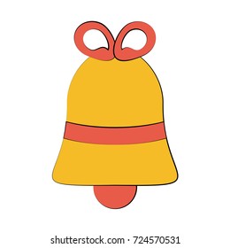 bell with ribbon bow icon image 