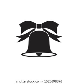bell with ribbon knot notification alert vector logo design template on white