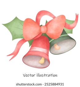bell and ribbon ,Vector jingle bell  , Chritmas decoration.