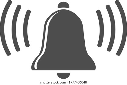 Bell, ring the bell icon in black isolated on white background. Vector illustration. Vector.