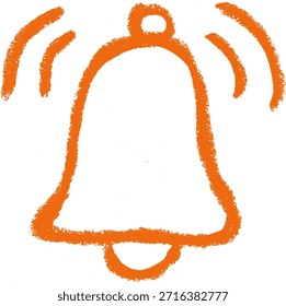 Ícone Bell Ring Giz de giz de cera Desenho Doodle Vetor