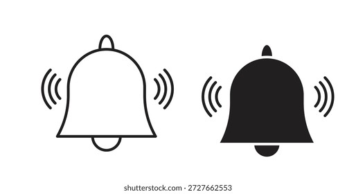 Bell ring icon with line and silhouette versions.